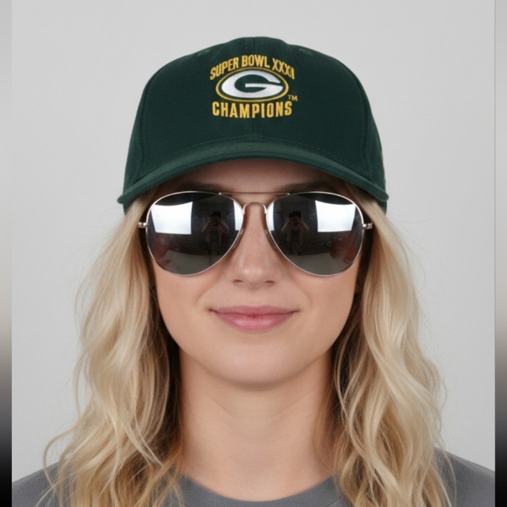 VINTAGE 90s Green Bay Packers Central Division Champions Snapback Flat Brim Hat